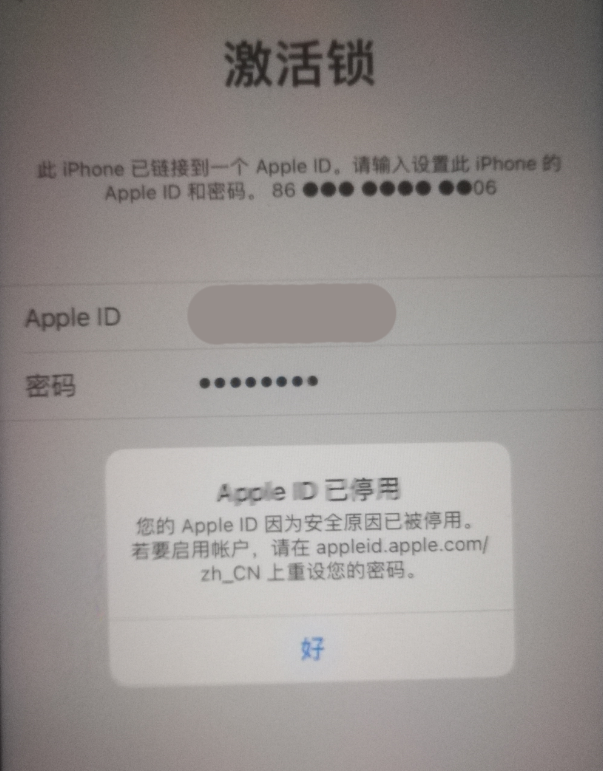 竞秀苹果手机维修分享iPhone 12 出现提示“Apple ID 已停用”怎么办 